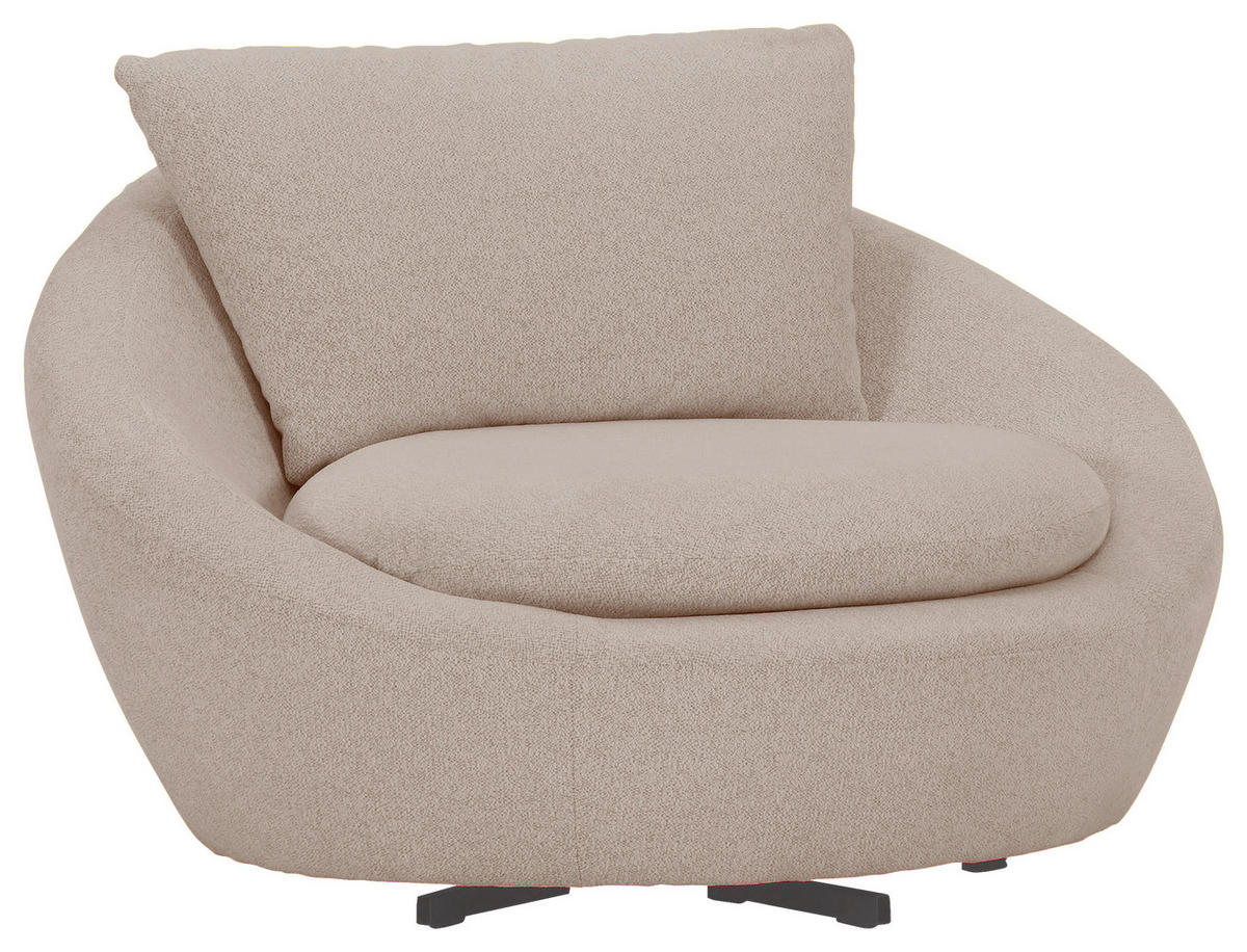 SESSEL in Flachgewebe Hellbraun  - Hellbraun/Schwarz, Design, Textil/Metall (130/78/112cm) - Lomoco