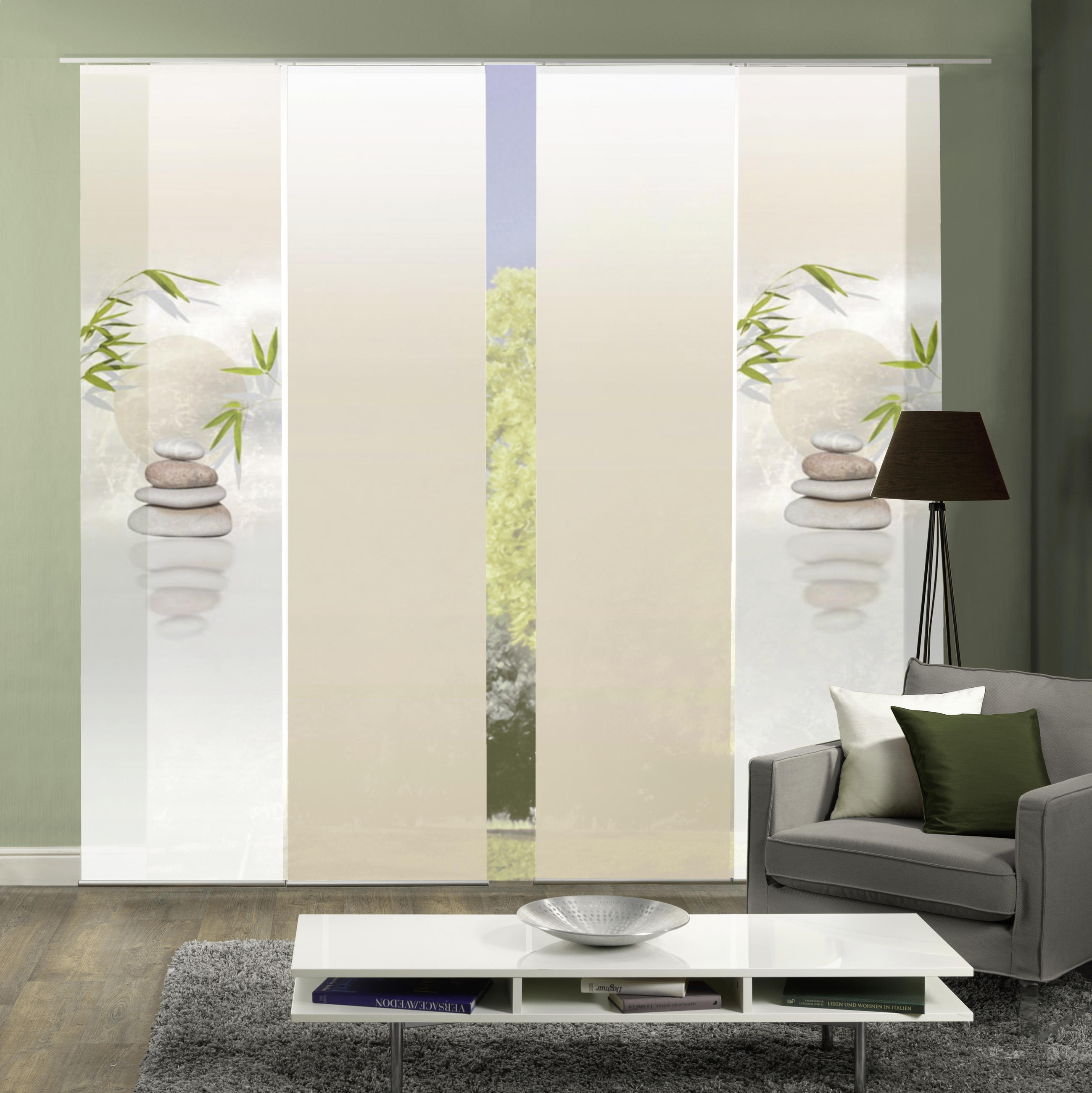 FLÄCHENVORHANG  4 Stück  halbtransparent   60/245 cm  - Naturfarben, Design, Textil (60/245cm)