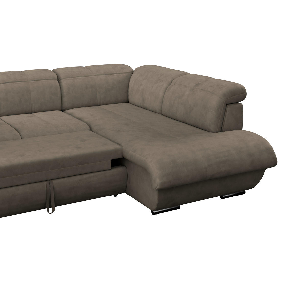 WOHNLANDSCHAFT in Mikrofaser Dunkelbraun  - Chromfarben/Dunkelgrau, Modern, Textil/Metall (184/345/228cm) - MID.YOU