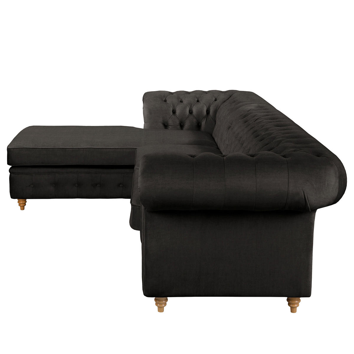 ECKSOFA Mikrofaser Anthrazit  - Anthrazit/Braun, Design, Holz/Textil (182/284cm) - P & B