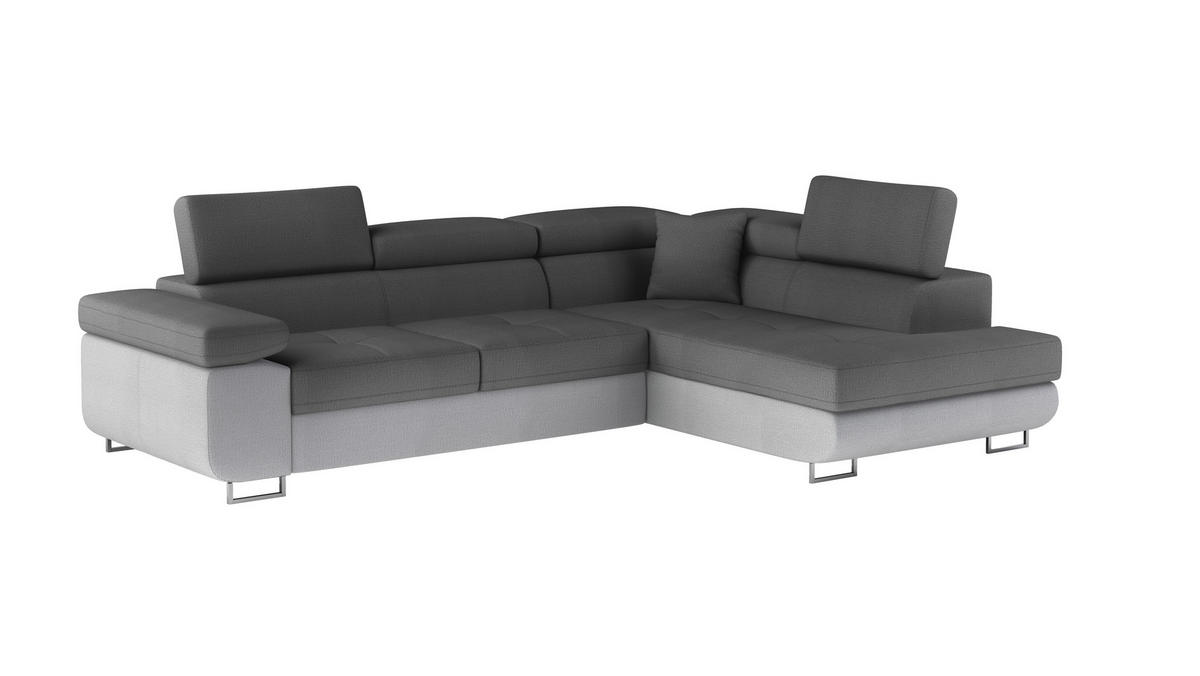 ECKSOFA  in Textilgeflecht Grau, Hellgrau  272/203 cm  - Chromfarben/Hellgrau, Design, Textil/Metall (272/203cm) - P & B