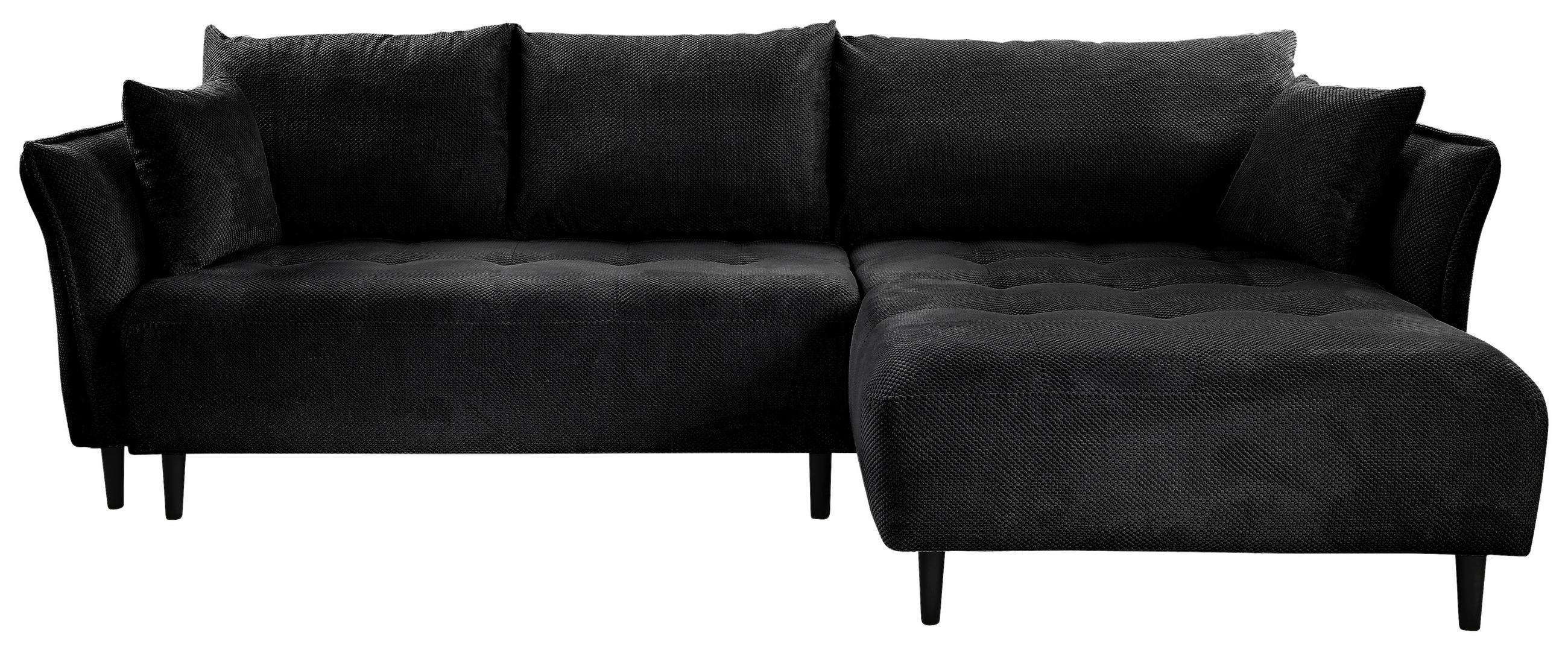 ECKSOFA in Chenille Schwarz  - Schwarz, KONVENTIONELL, Holz/Textil (290/160cm) - Carryhome