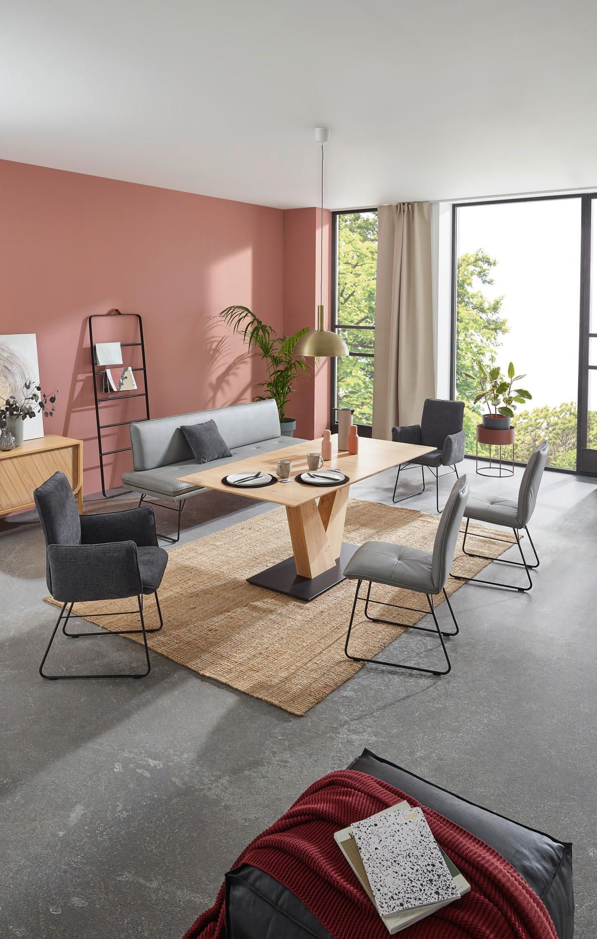 SITZBANK in Holz, Metall, Textil, Holzwerkstoff Anthrazit, Schwarz  - Anthrazit/Schwarz, Design, Holz/Holzwerkstoff (195/87/65cm) - Dieter Knoll