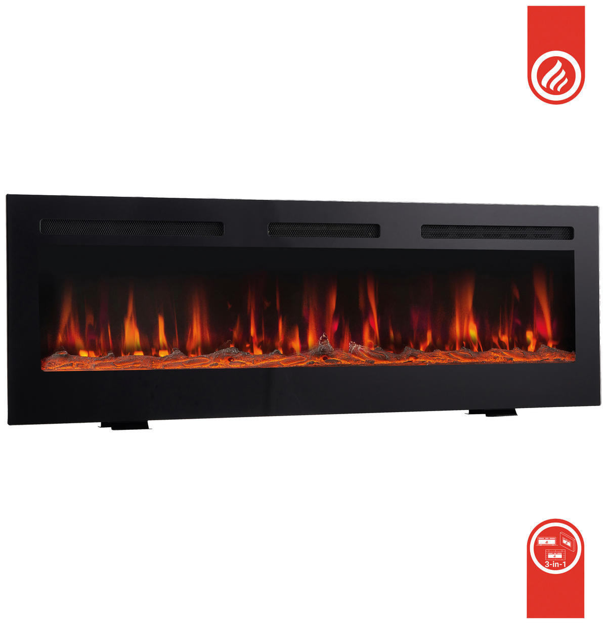 ELEKTROKAMIN - Schwarz, Basics, Glas/Metall (107,0/11,9/46,6cm)