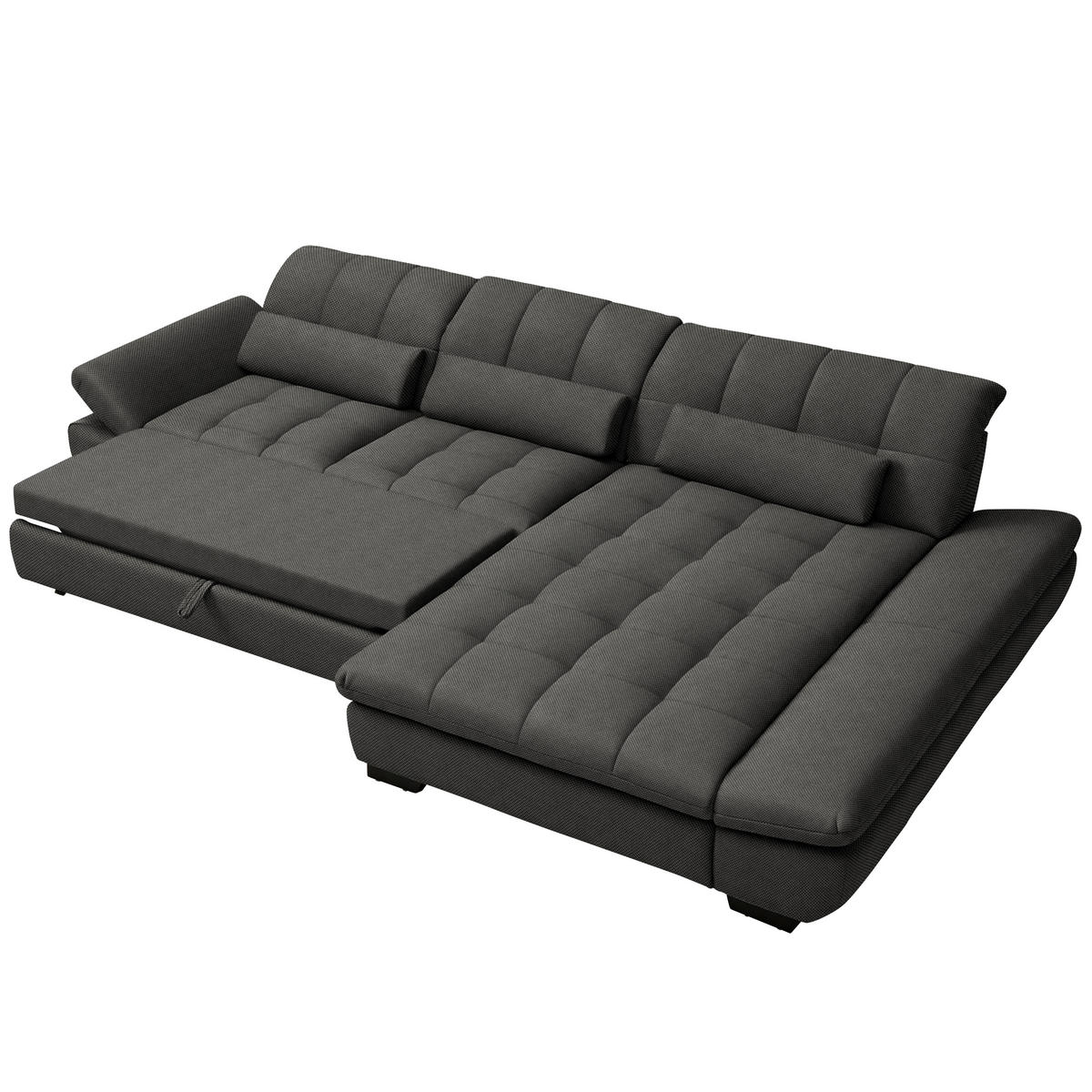 ECKSOFA  in Flachgewebe Dunkelgrau  341/204 cm  - Dunkelgrau/Schwarz, Design, Textil/Metall (341/204cm) - Xora