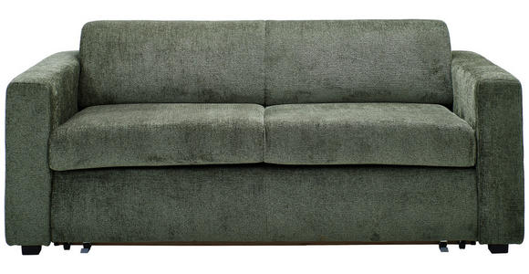 SCHLAFSOFA mit Typenauswahl, Schlafen auf Sitzhöhe, Liegefunktion, Rücken echt Chenille Olivgrün - Schwarz/Olivgrün, KONVENTIONELL, Kunststoff/Textil (198/81/97,5cm) - Carryhome