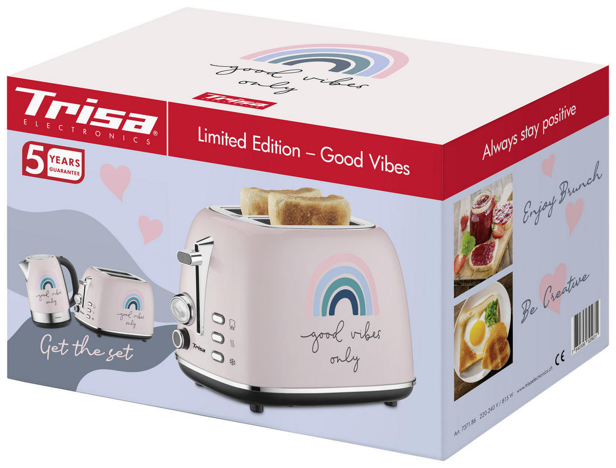 TOASTER  - Hellrosa, KONVENTIONELL, Metall (18/28/18cm) - Trisa Electronics