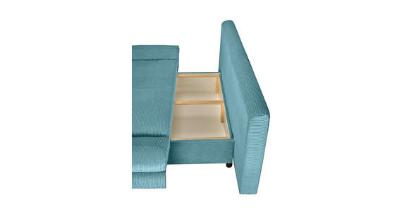SCHLAFSOFA mit Schlafen auf Sitzhöhe, haustierfreundlicher Bezug Cord Türkis - Türkis/Buchefarben, KONVENTIONELL, Holz/Textil (200/75/85cm) - Carryhome