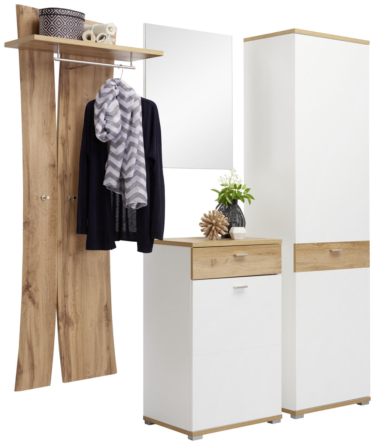 SKRINKA NA TOPÁNKY, biela, farba duba, 58/95/40 cm - biela/farba duba, Design, kov/kompozitné drevo (58/95/40cm) - Carryhome