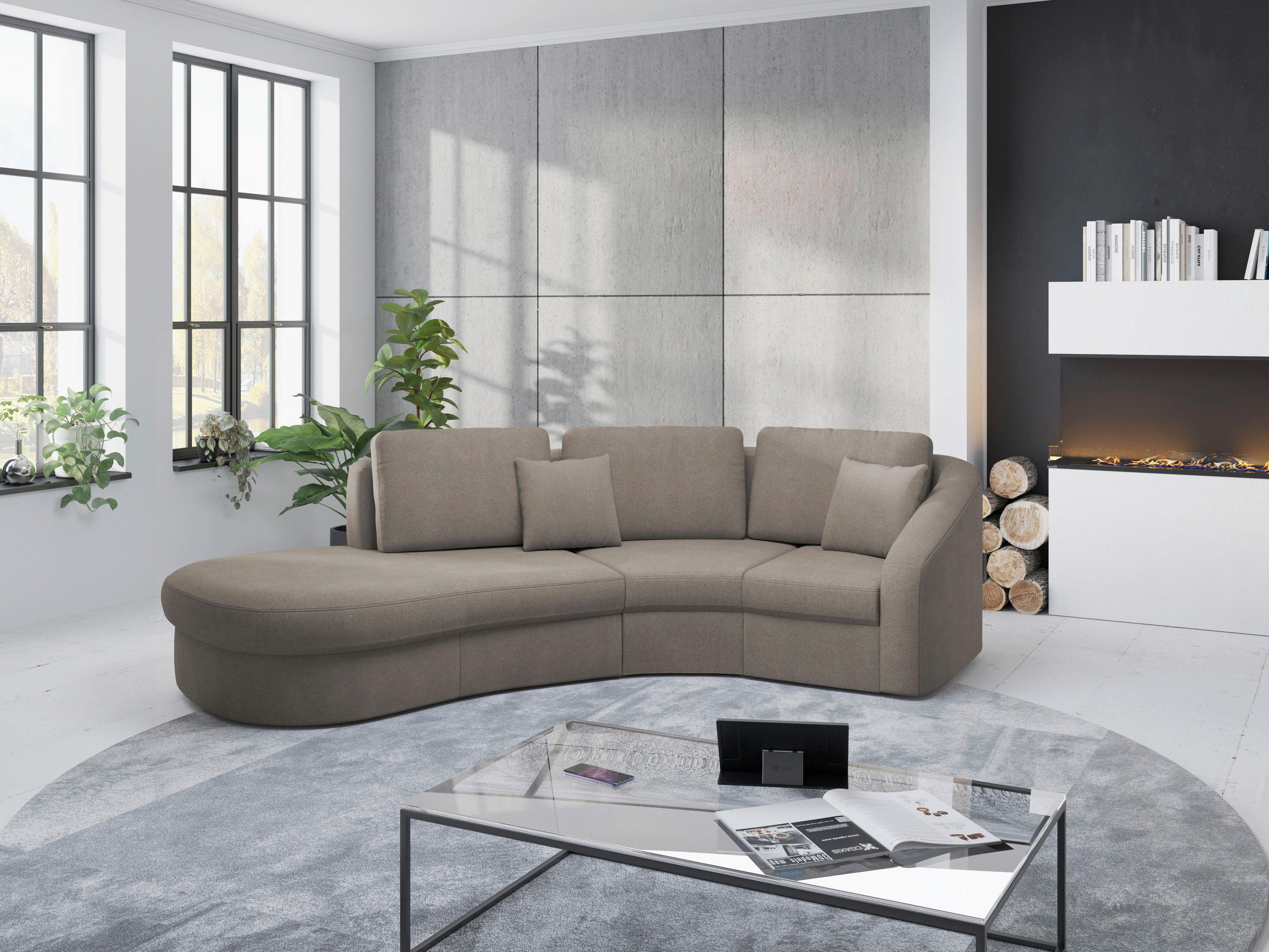 ECKSOFA JAZZ V Braun Mikrofaser  - Schwarz/Braun, MODERN, Kunststoff/Textil (230/266cm) - Sit & More