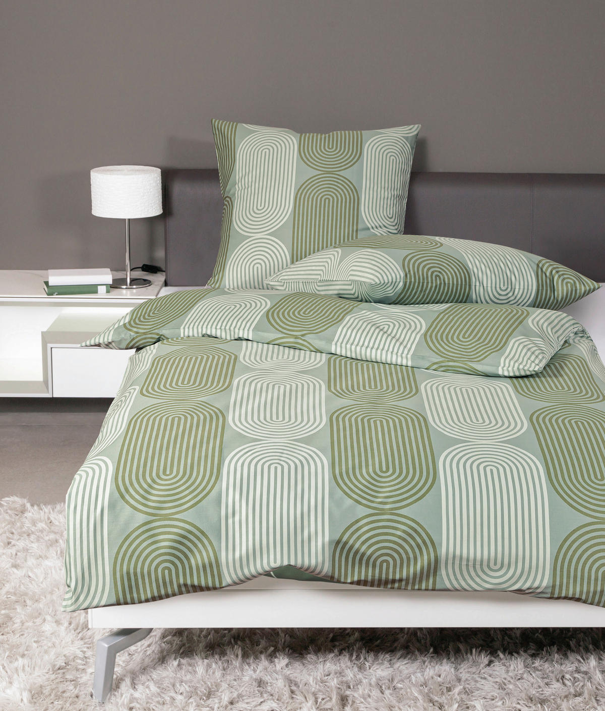 BETTWÄSCHE J.D. Makosatin 155/220 cm  - Hellgrün/Grün, Basics, Textil (155/220cm) - Janine