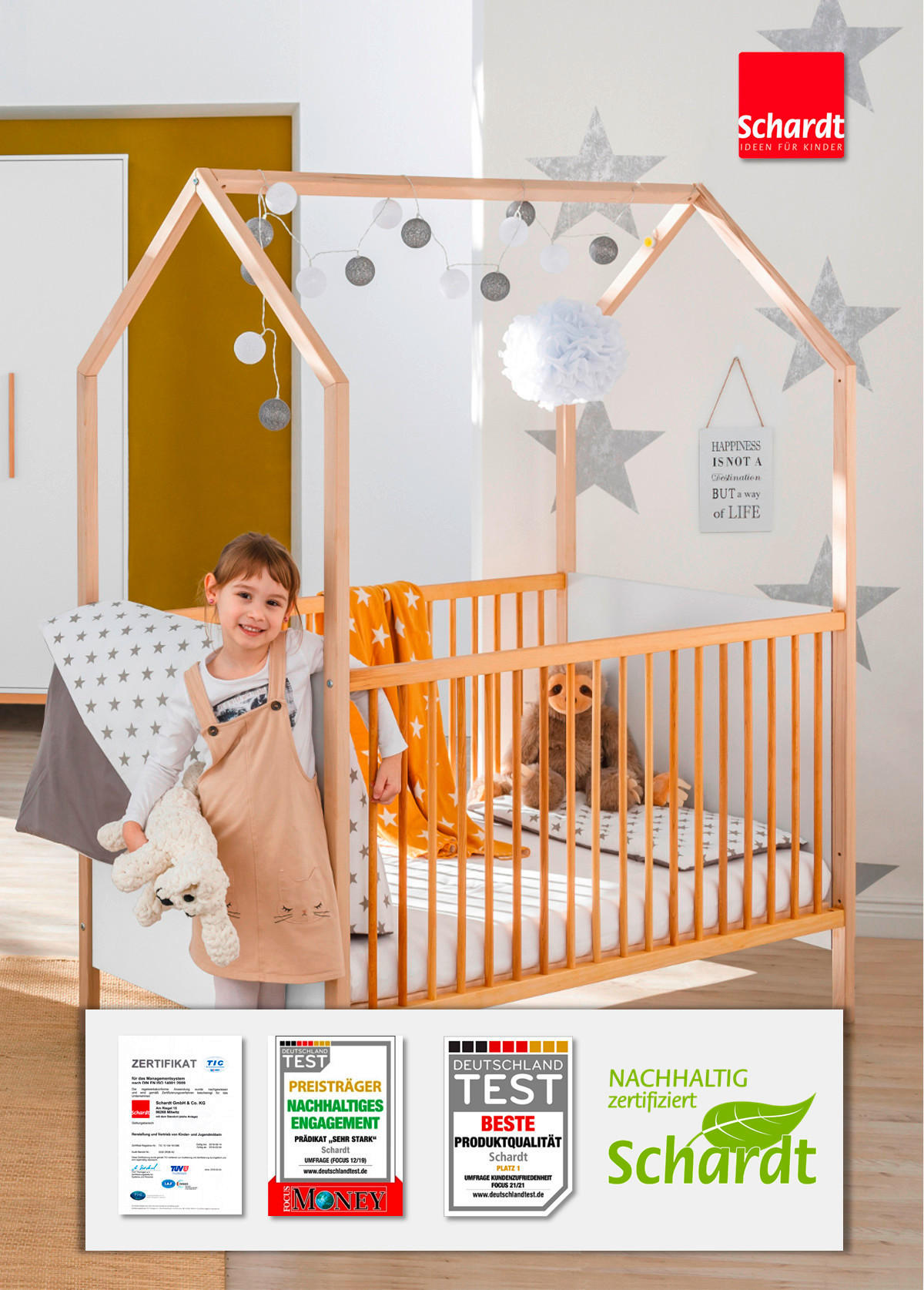 GITTERBETT Venice 144/77/173 cm  - Buchefarben/Weiß, Basics, Holz/Holzwerkstoff (144/77/173cm) - Schardt