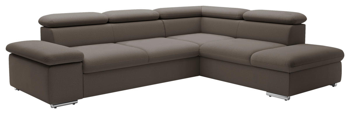 ECKSOFA inkl. Funktion Flachgewebe Schlammfarben  - Schlammfarben, Modern, Textil/Metall (274/228cm) - Sit & More