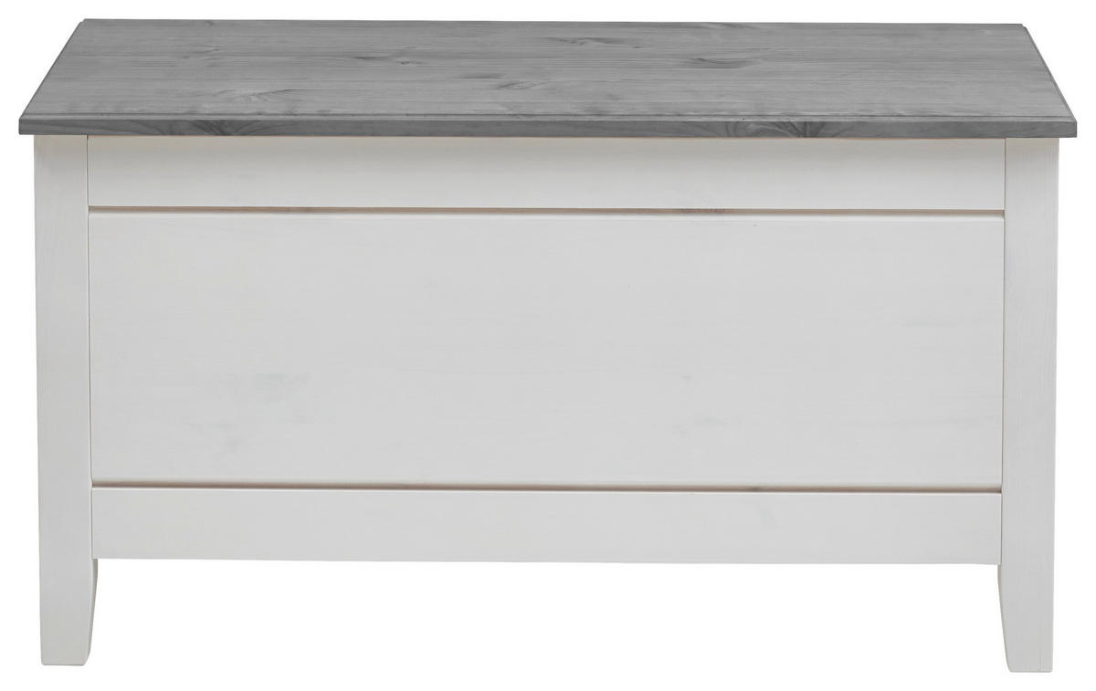 BETTBANK Kiefer Weiß, Grau  - Weiß/Grau, ROMANTIK / LANDHAUS, Holz (86/47/38cm) - Boxxx