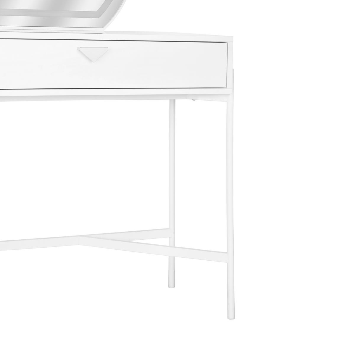 SCHMINKTISCH 90/40/132 cm, Weiss  - Weiss/Alufarben, Trend, Glas/Holzwerkstoff (90/40/132cm) - Milino