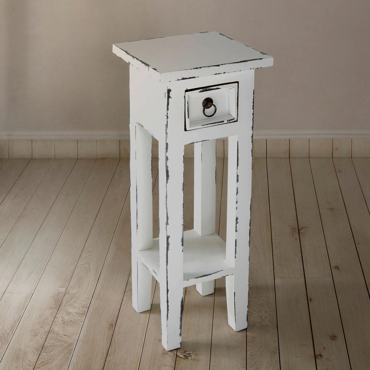 BEISTELLTISCH 25/25/67 cm Mahagoni Hartholz Weiß quadratisch  - Weiß, Basics, Holz (25/25/67cm) - Gardenson