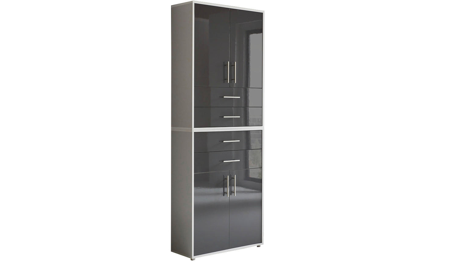 AKTENSCHRANK Grau, Anthrazit Hochglanz  - Anthrazit Hochglanz/Grau, MODERN, Holzwerkstoff (84,4/227,2/33cm) - MID.YOU