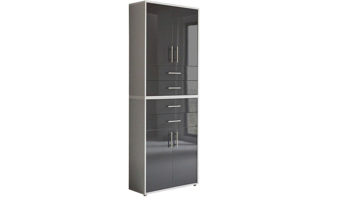 AKTENSCHRANK Grau, Anthrazit Hochglanz  - Anthrazit Hochglanz/Grau, MODERN, Holzwerkstoff (84,4/227,2/33cm) - MID.YOU