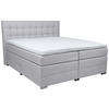BOXSPRINGBETT 180/200 cm,  in Hellgrau, Bettkasten, Topper, Matratzen, H4 = sehr fest  - Chromfarben/Hellgrau, KONVENTIONELL, Kunststoff/Textil (180/200cm) - Boxxx