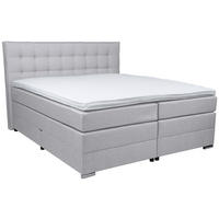 BOXSPRINGBETT 180/200 cm,  in Hellgrau, Bettkasten, Topper, Matratzen, H4 = sehr fest  - Chromfarben/Hellgrau, KONVENTIONELL, Kunststoff/Textil (180/200cm) - Boxxx
