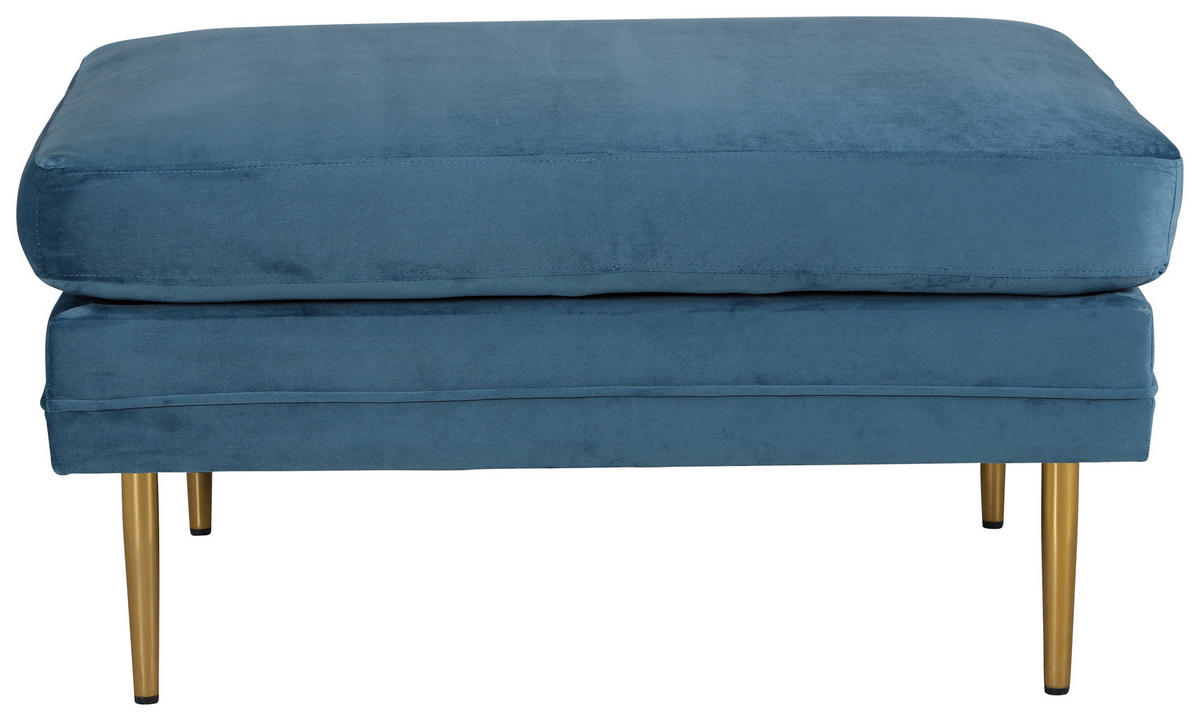 HOCKER Samt Goldfarben, Hellblau  - Blau/Goldfarben, Design, Kunststoff/Textil (90/49/70cm) - Livetastic