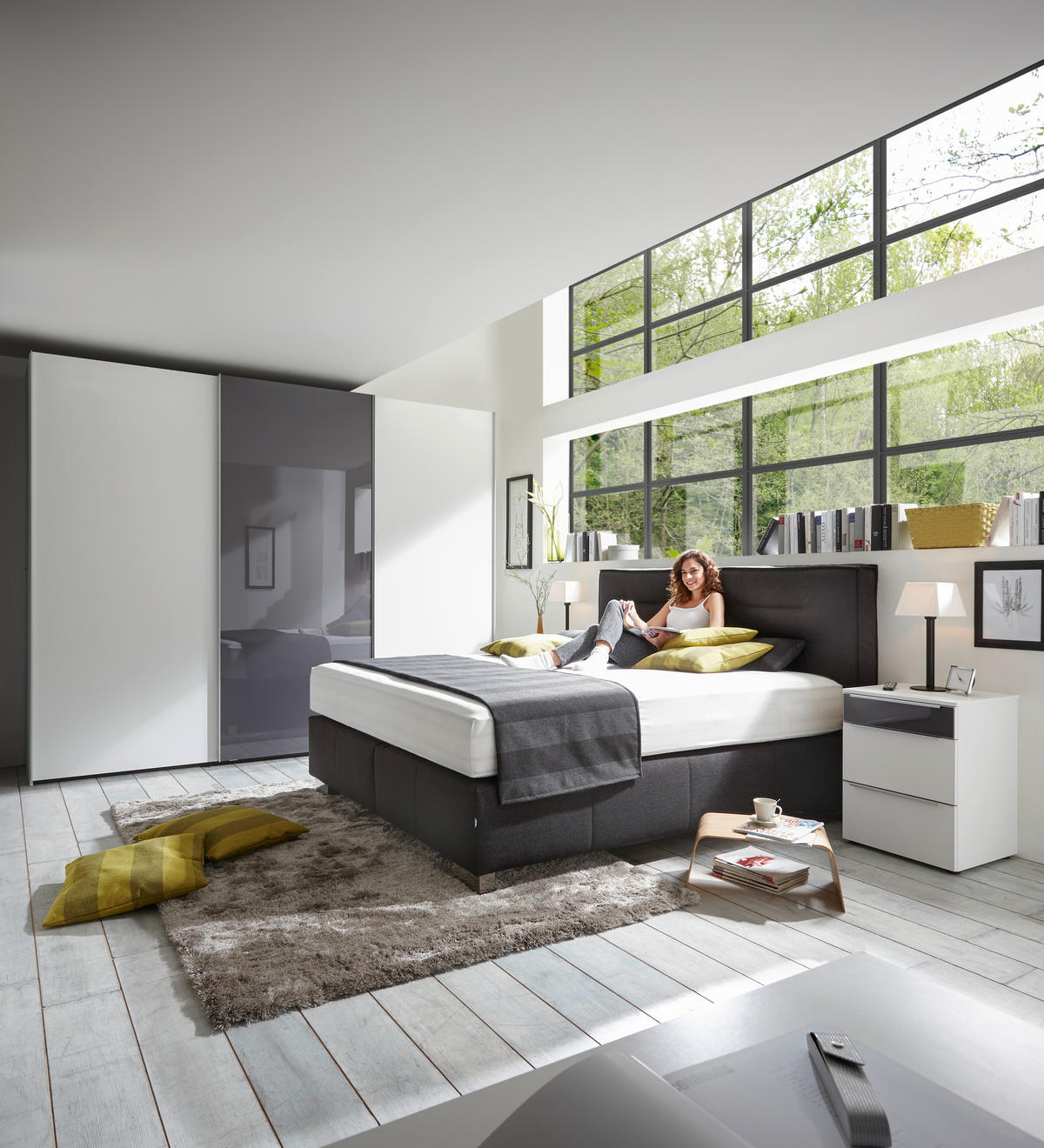 BOXSPRINGBETT 180/200 cm  in Schwarz  - Chromfarben/Schwarz, KONVENTIONELL, Textil (180/200cm) - Dieter Knoll
