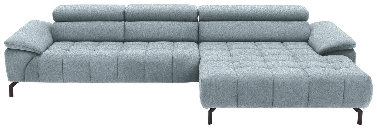 ECKSOFA Webstoff Türkis  - Türkis/Schwarz, Design, Textil/Metall (329/190cm) - Beldomo Style