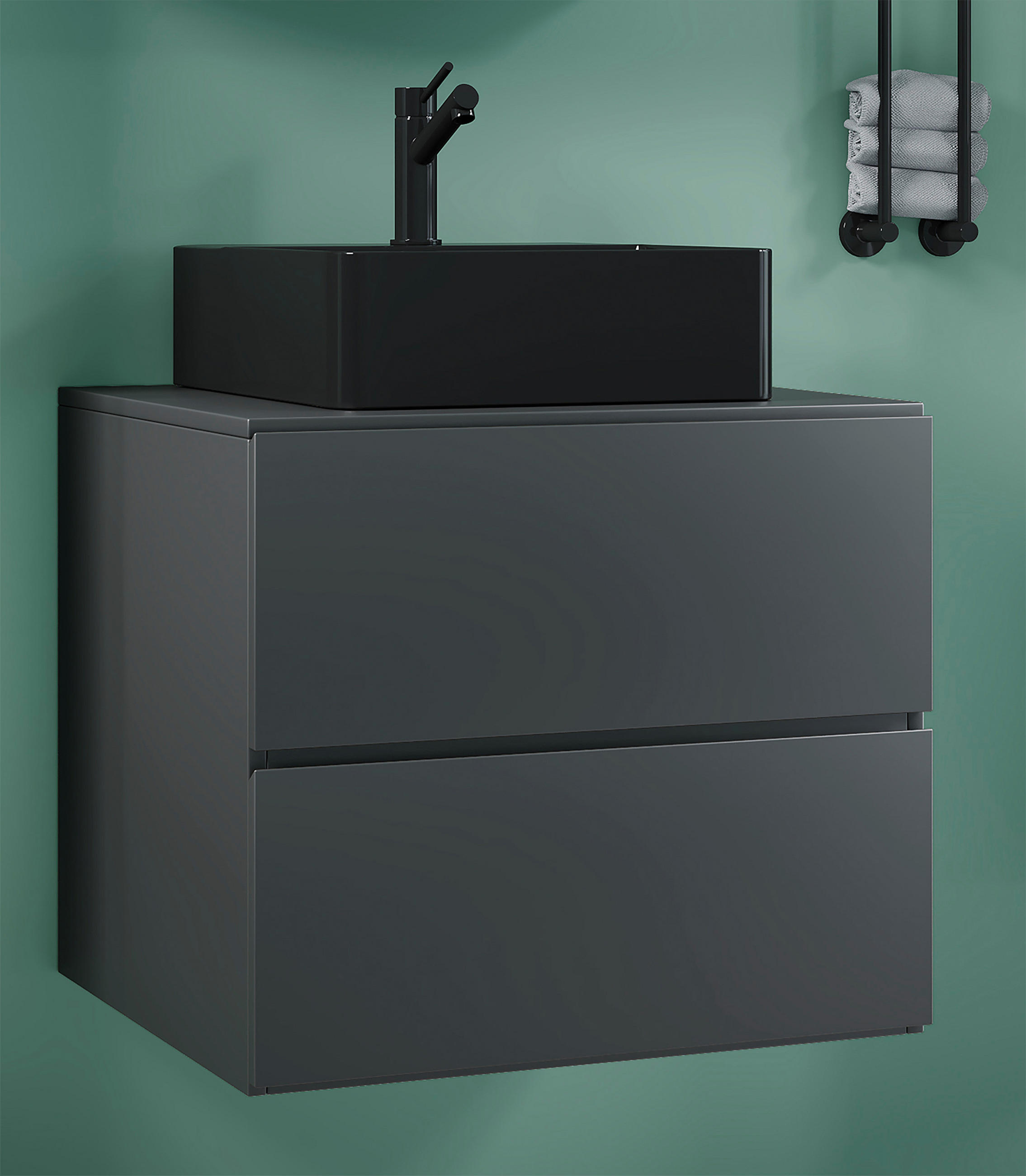 WASCHTISCHKOMBI 61 cm  - Anthrazit, Modern, Keramik/Holzwerkstoff (61cm) - MID.YOU