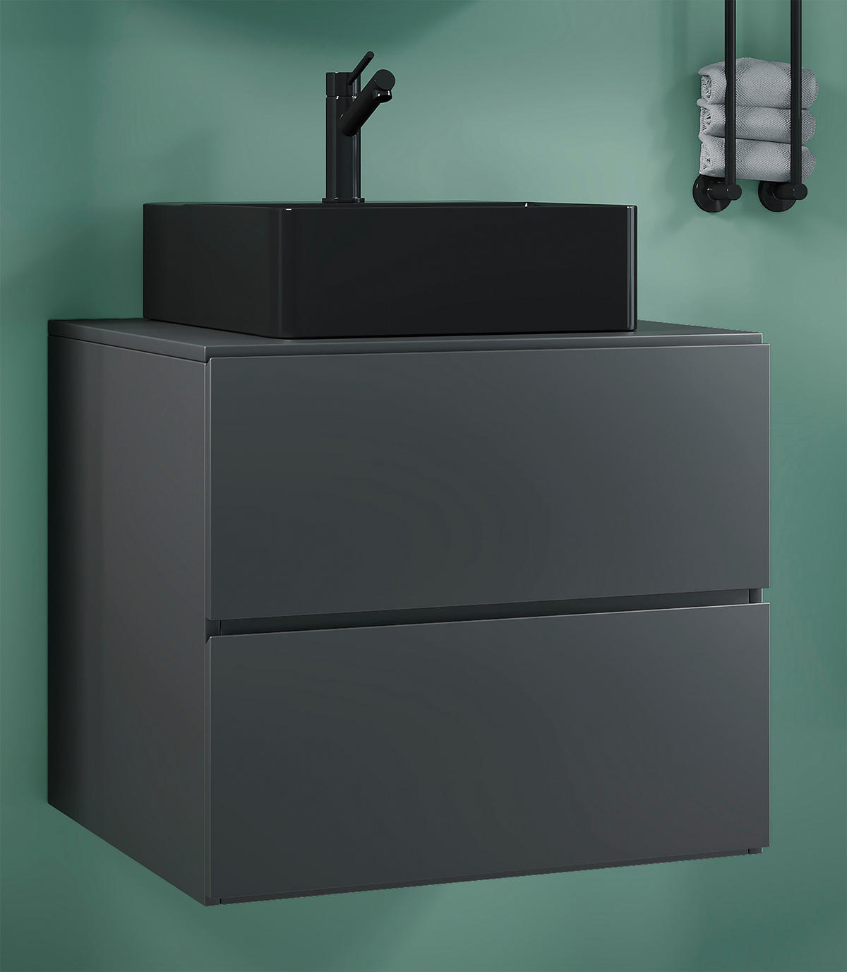 WASCHTISCHKOMBI 61 cm  - Anthrazit, MODERN, Keramik/Holzwerkstoff (61cm) - MID.YOU