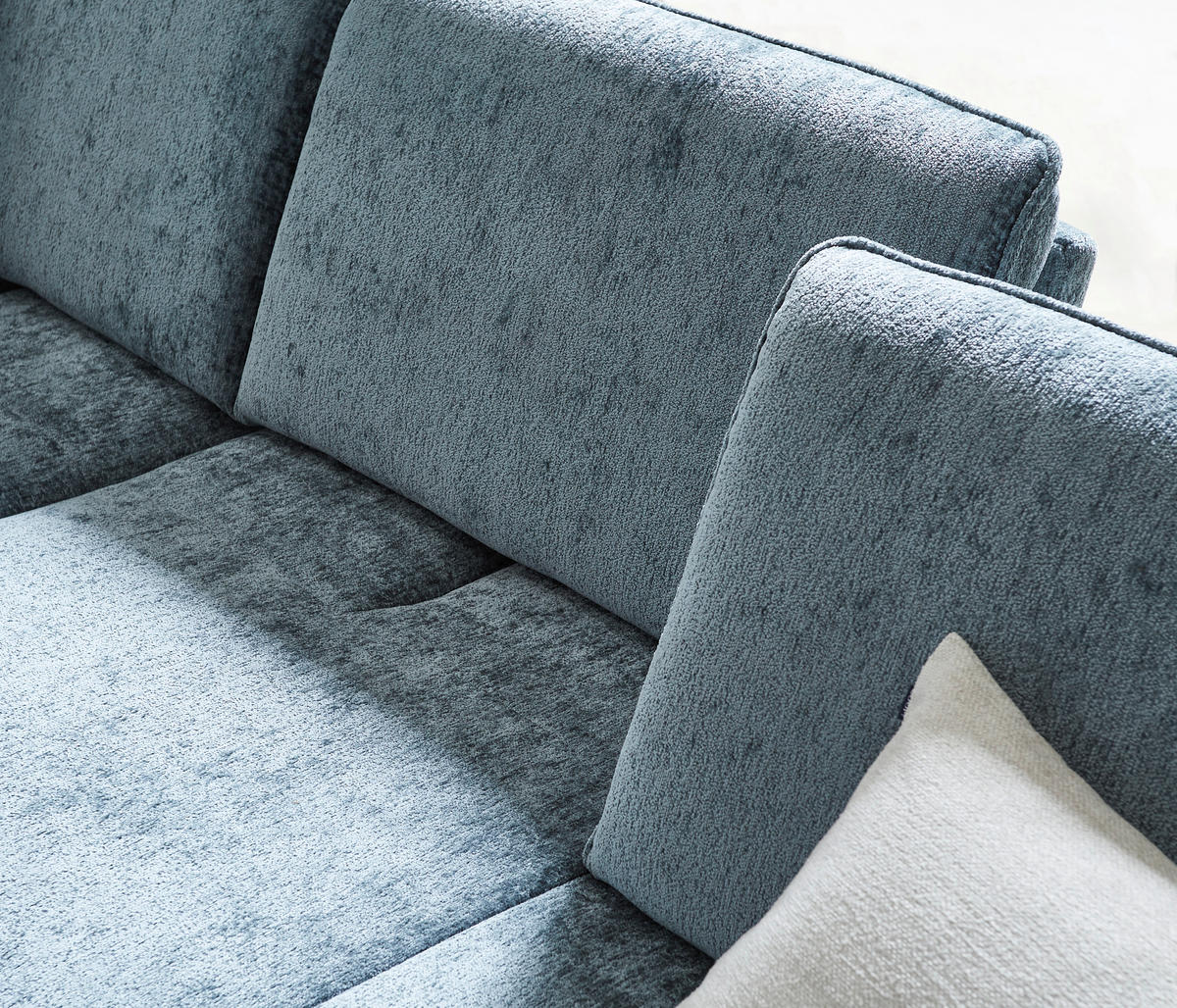 ECKSOFA in Chenille Graublau  - Graublau/Anthrazit, Design, Textil/Metall (160/310cm) - Joop!