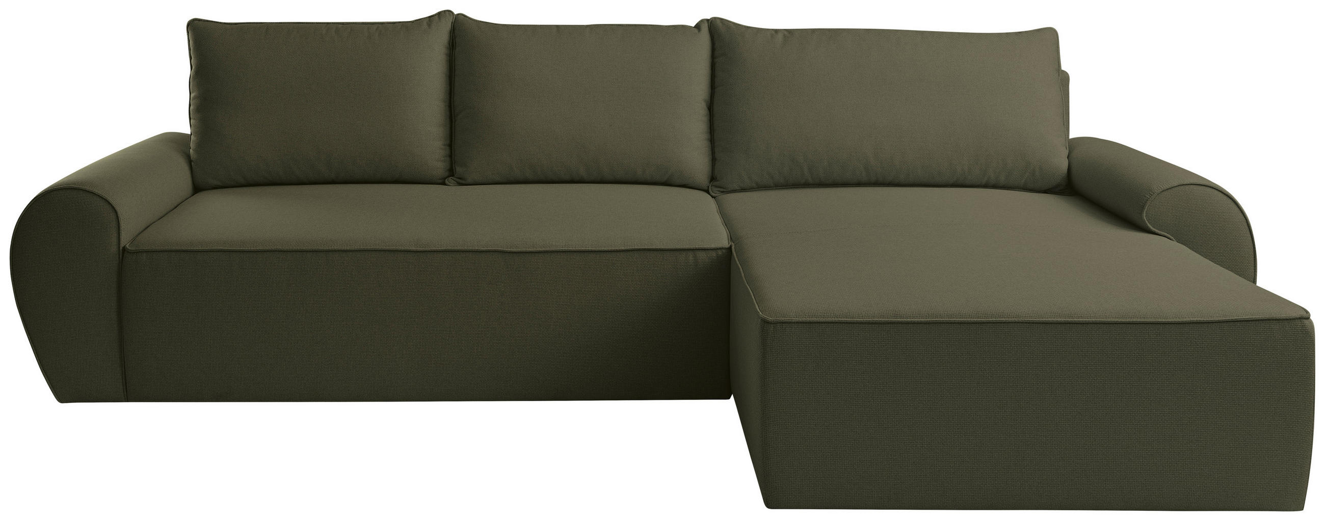 ECKSOFA Olivgrün Flachgewebe  - Schwarz/Olivgrün, KONVENTIONELL, Kunststoff/Textil (292/173cm) - Carryhome
