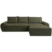ECKSOFA Olivgrün Flachgewebe  - Schwarz/Olivgrün, KONVENTIONELL, Kunststoff/Textil (292/173cm) - Carryhome