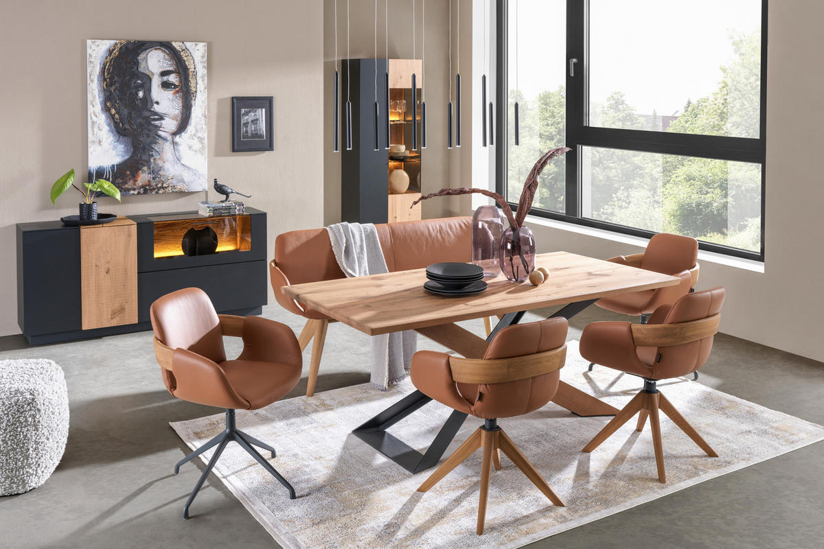 ESSTISCH in Holz, Metall 190/95/76 cm  - Eichefarben/Anthrazit, Natur, Holz/Metall (190/95/76cm) - Valnatura