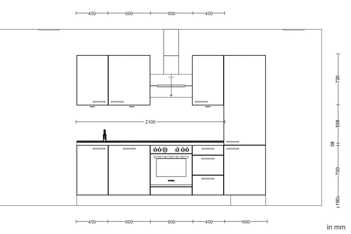 BUCĂTĂRIE FĂRĂ ELECTROCASNICE  - alb/culoare inox, Modern, metal/material pe bază de lemn (270cm) - Nobilia