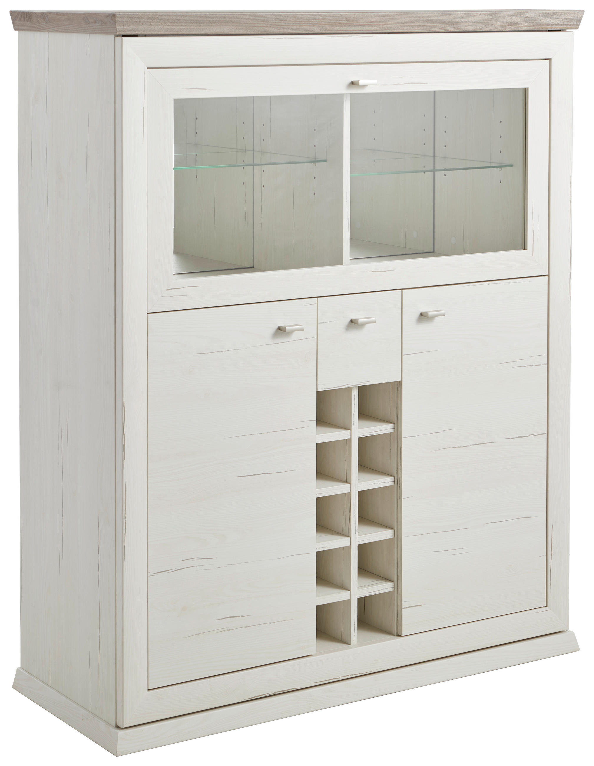 BARSCHRANK Grau, Weiß  - Weiß/Grau, LIFESTYLE, Glas/Holzwerkstoff (110,2/134,4/43cm) - Hom`in