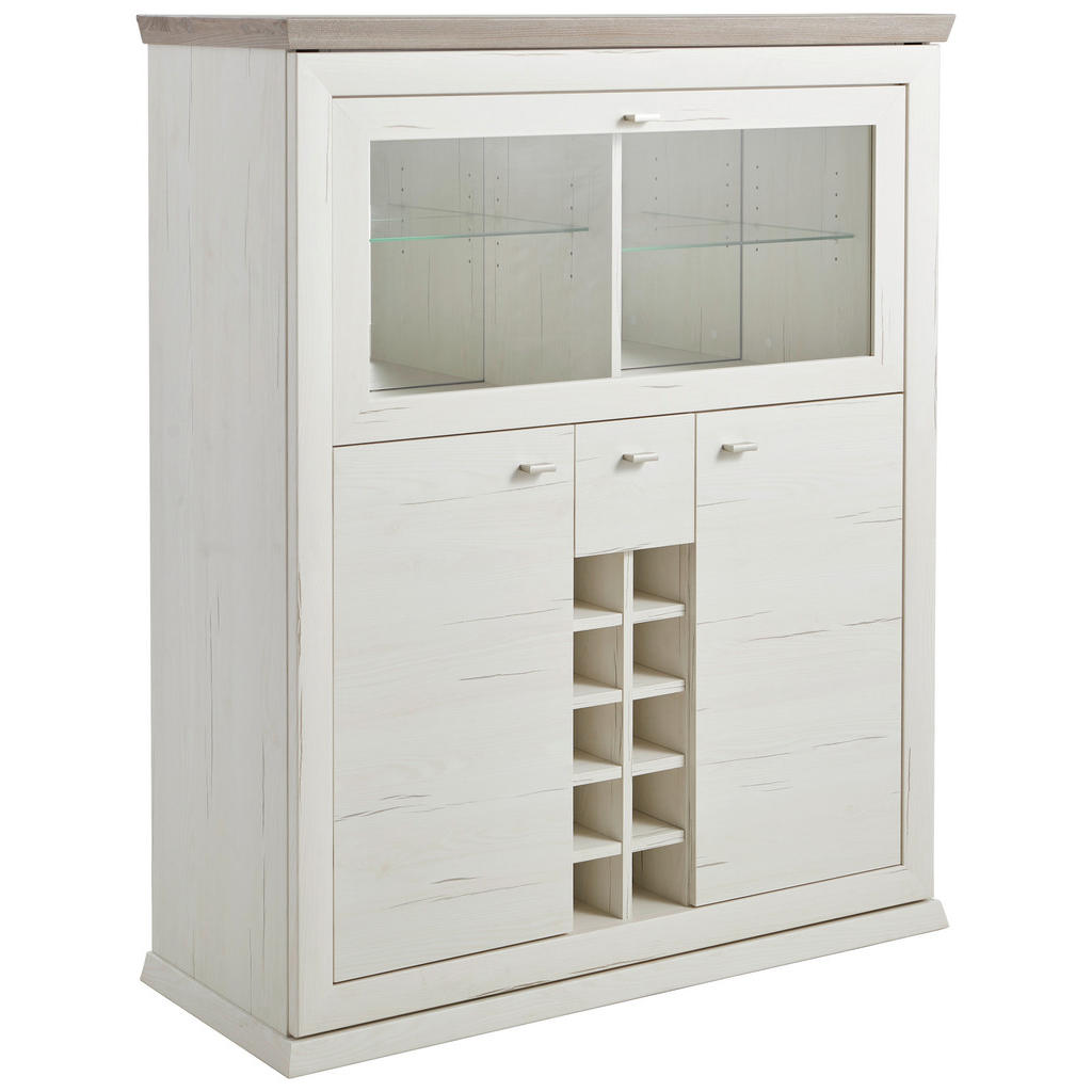 Thumbnail - Hom`in Barschrank, Grau, Weiß, Metall, 4 Fächer, 1 Schubladen, 110.2x134.4x43 cm, Beimöbel erhältlich, stehend, Esszimme...