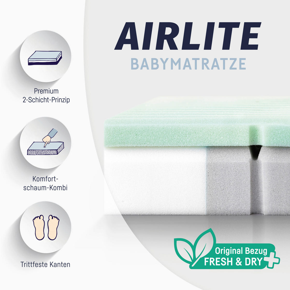 KINDERMATRATZE Höhe ca. 10 cm  - Basics (70cm) - Zöllner