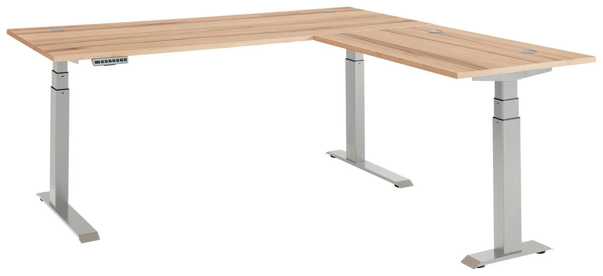 ECKSCHREIBTISCH 185/177/64-128 cm  in Buchefarben  - Buchefarben, Modern, Holzwerkstoff (185/177/64-128cm) - Livetastic