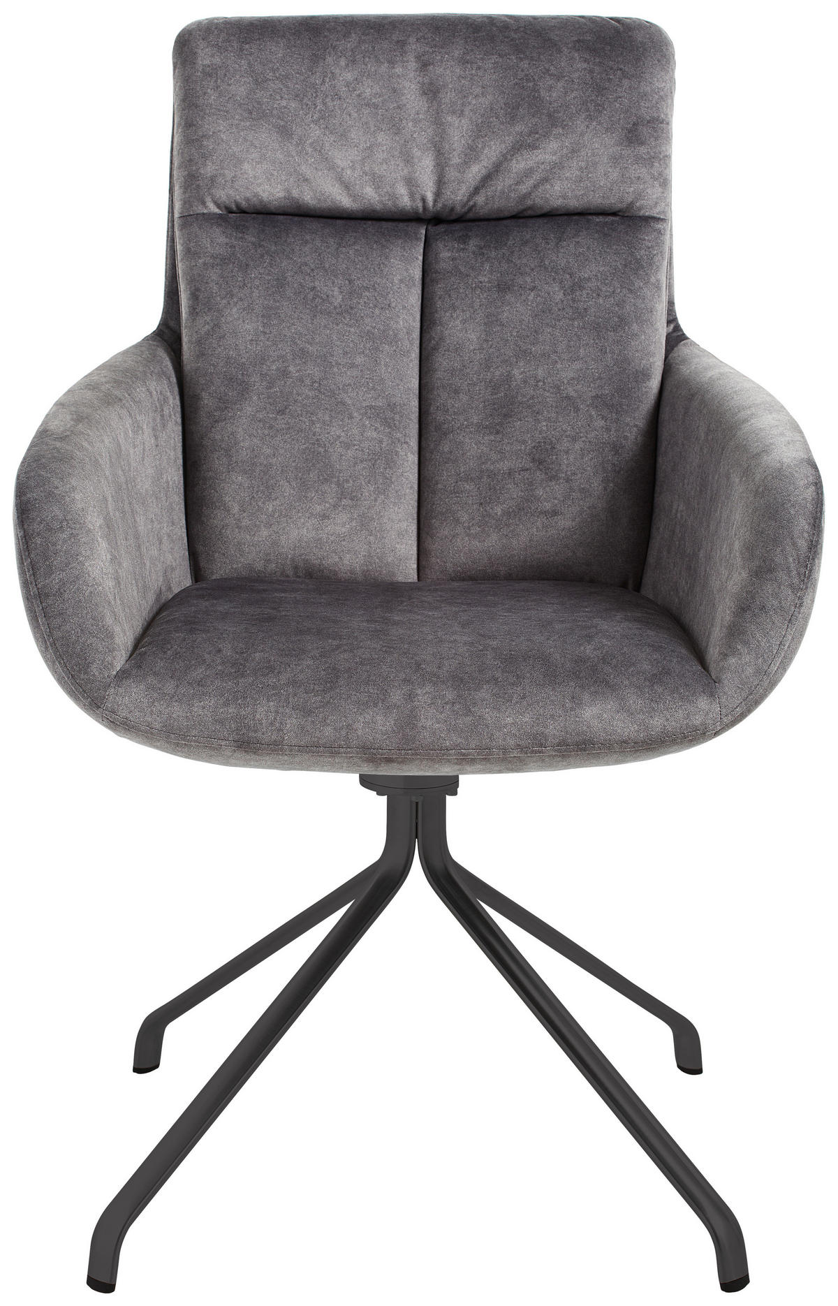 ARMLEHNSTUHL  in Stahl Velours  - Anthrazit, Design, Textil/Metall (61/90/64cm) - Venjakob