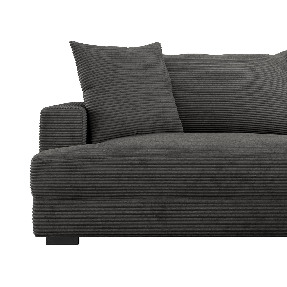 ECKSOFA Grau Cord  - Schwarz/Grau, MODERN, Textil (265/180cm) - P & B