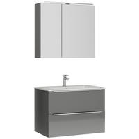 BADEZIMMER 3-teilig  in 81 cm  - Schieferfarben/Edelstahlfarben, MODERN, Holzwerkstoff/Stein (81cm) - Nobilia