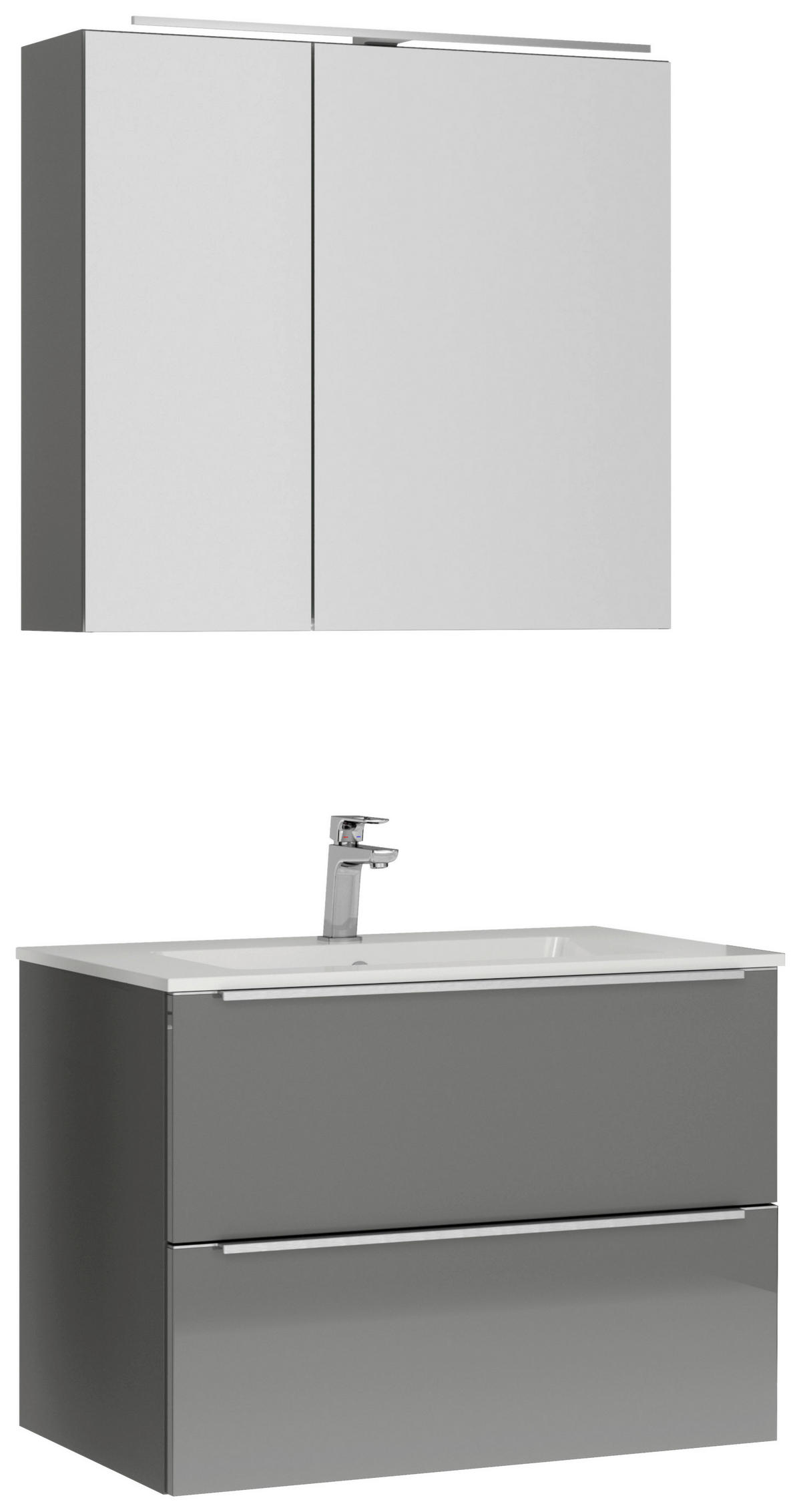 BADEZIMMER 3-teilig  in 81 cm  - Schieferfarben/Edelstahlfarben, MODERN, Holzwerkstoff/Stein (81cm) - Nobilia