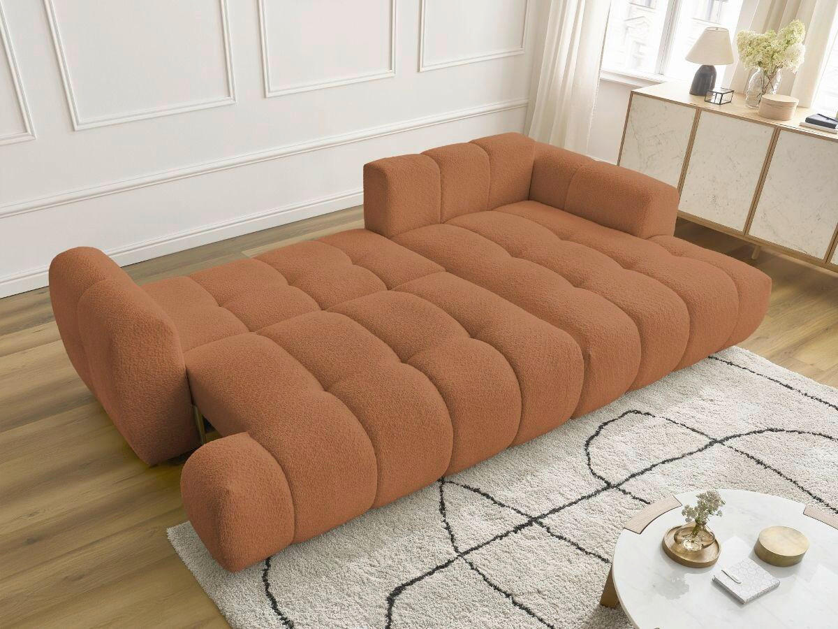 ECKSCHLAFSOFA FUJI Bouclé Orange  inkl.  - Schwarz/Orange, MODERN, Kunststoff/Textil (292/160cm)
