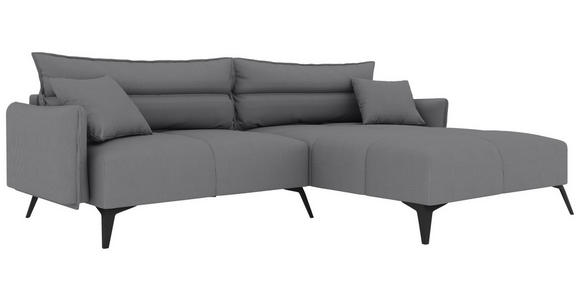 ECKSOFA in Cord Grau  253/180 cm  - Schwarz/Grau, KONVENTIONELL, Textil/Metall (253/180cm) - Carryhome