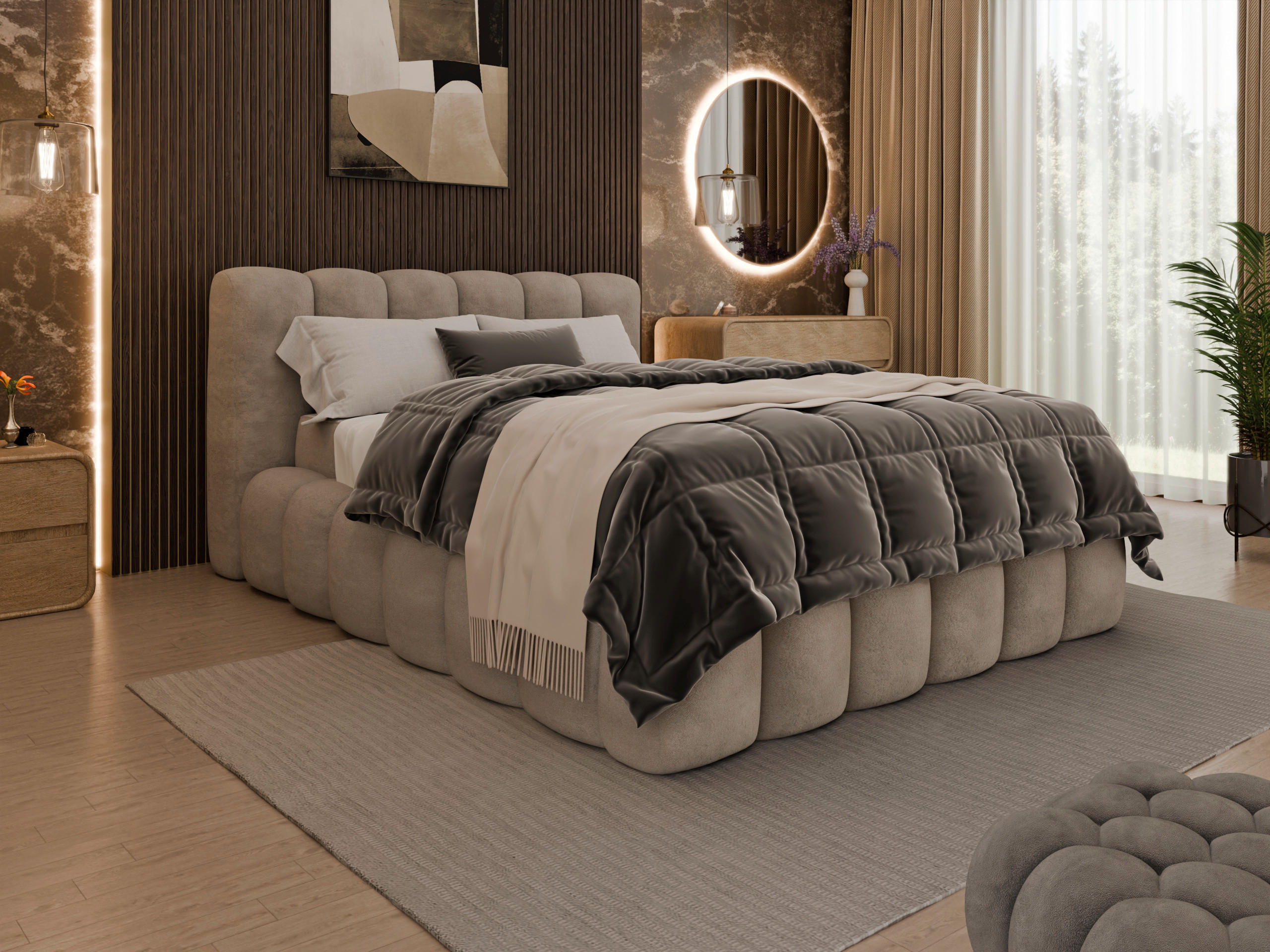 POLSTERBETT Lattenrost, Bettkasten 140/200 cm  in Beige  - Birkefarben/Beige, Trend, Holz/Kunststoff (140/200cm) - Esposa