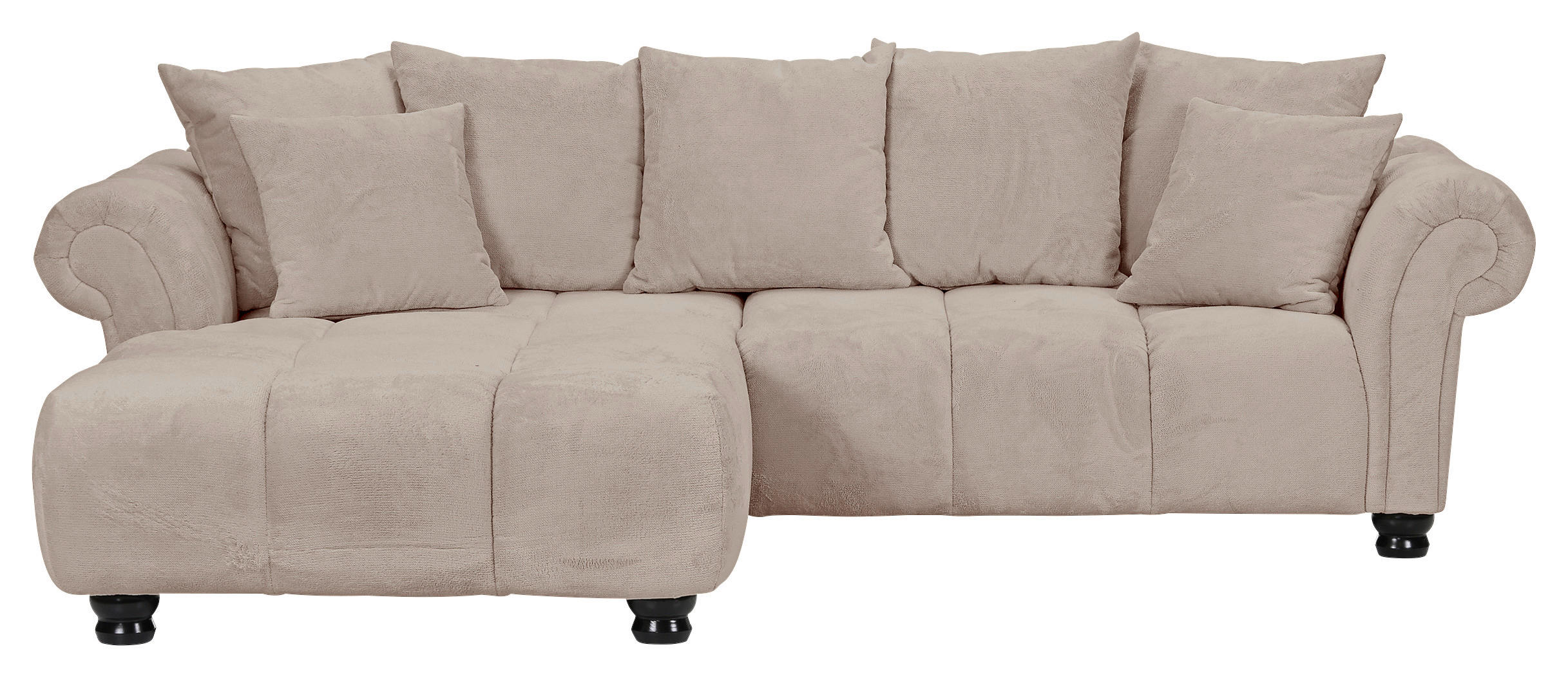 ECKSOFA Beige Plüsch  - Dunkelbraun/Beige, KONVENTIONELL, Holz/Textil (190/288cm) - Carryhome