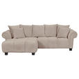 ECKSOFA Beige Plüsch Zierkissen, Rückenkissen, Rücken echt  - Dunkelbraun/Beige, KONVENTIONELL, Holz/Textil (190/288cm) - Carryhome
