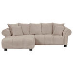 ECKSOFA  in Plüsch Beige  190/288 cm  - Dunkelbraun/Beige, KONVENTIONELL, Holz/Textil (190/288cm) - Carryhome