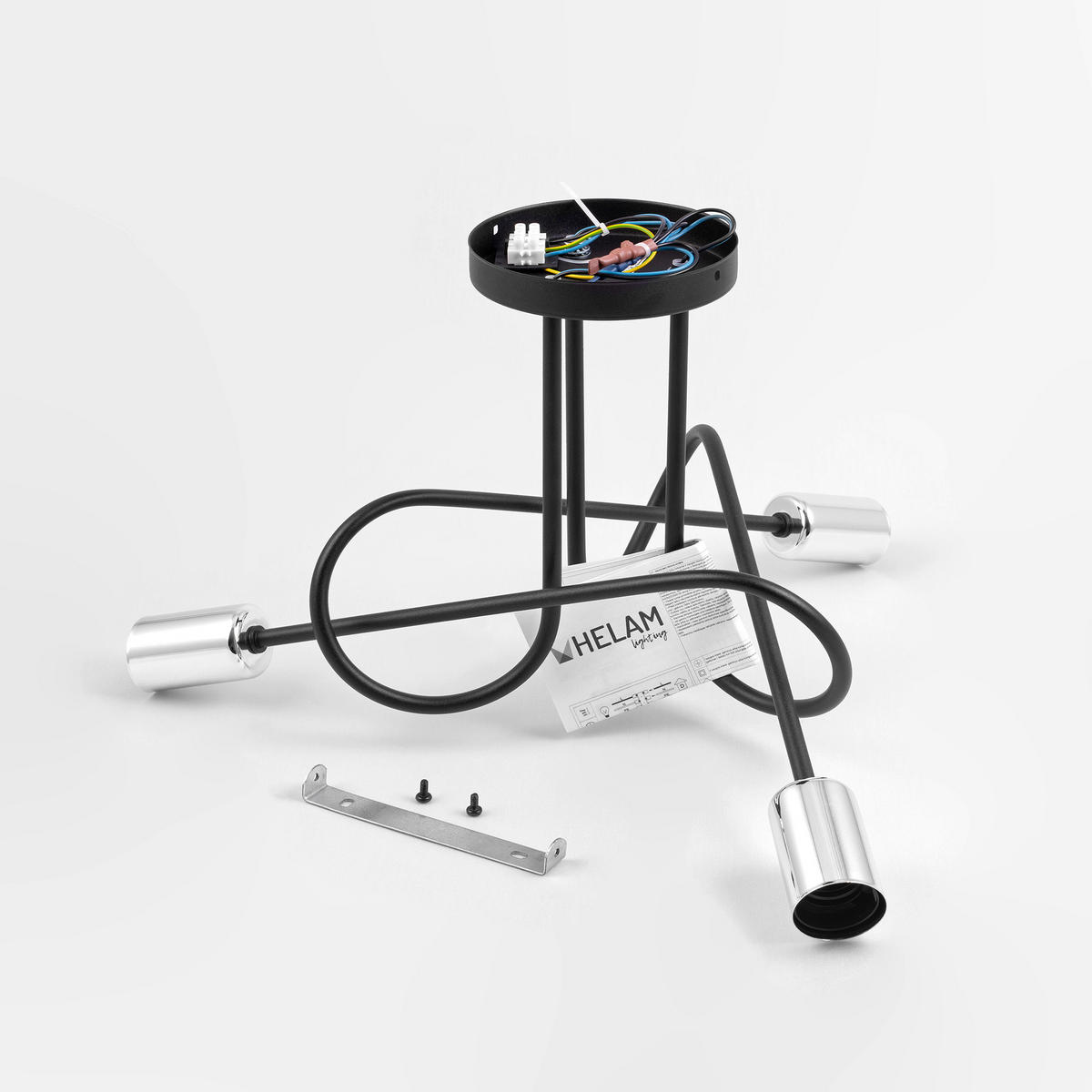 DECKENLEUCHTE OXFORD 45/45/30 cm   - Chromfarben/Schwarz, LIFESTYLE, Metall (45/45/30cm)