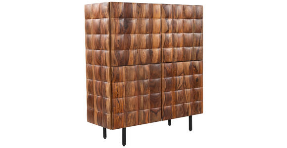 HIGHBOARD  109/120/42 cm  - Sheeshamfarben/Schwarz, Trend, Holz/Metall (109/120/42cm) - Ambia Home